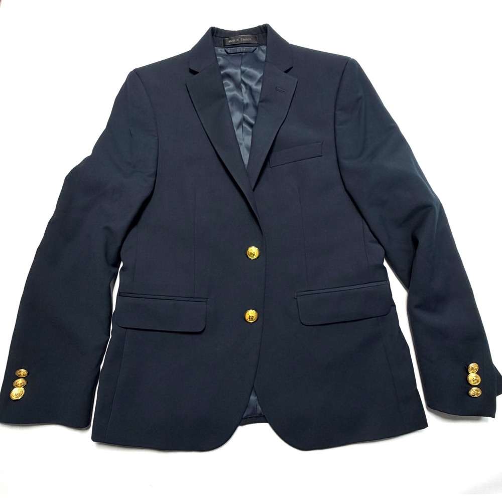 Lauren Ralph Lauren Women's Navy Blazer Gold Crest Buttons Size 12R Preppy